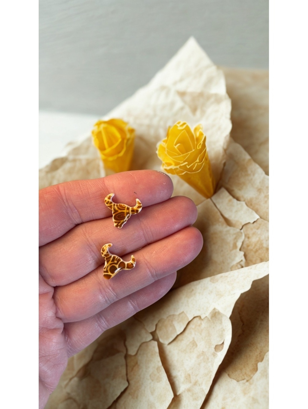 Longhorn Skull Polymer Clay Stud Earrings | Western Stud Earrings